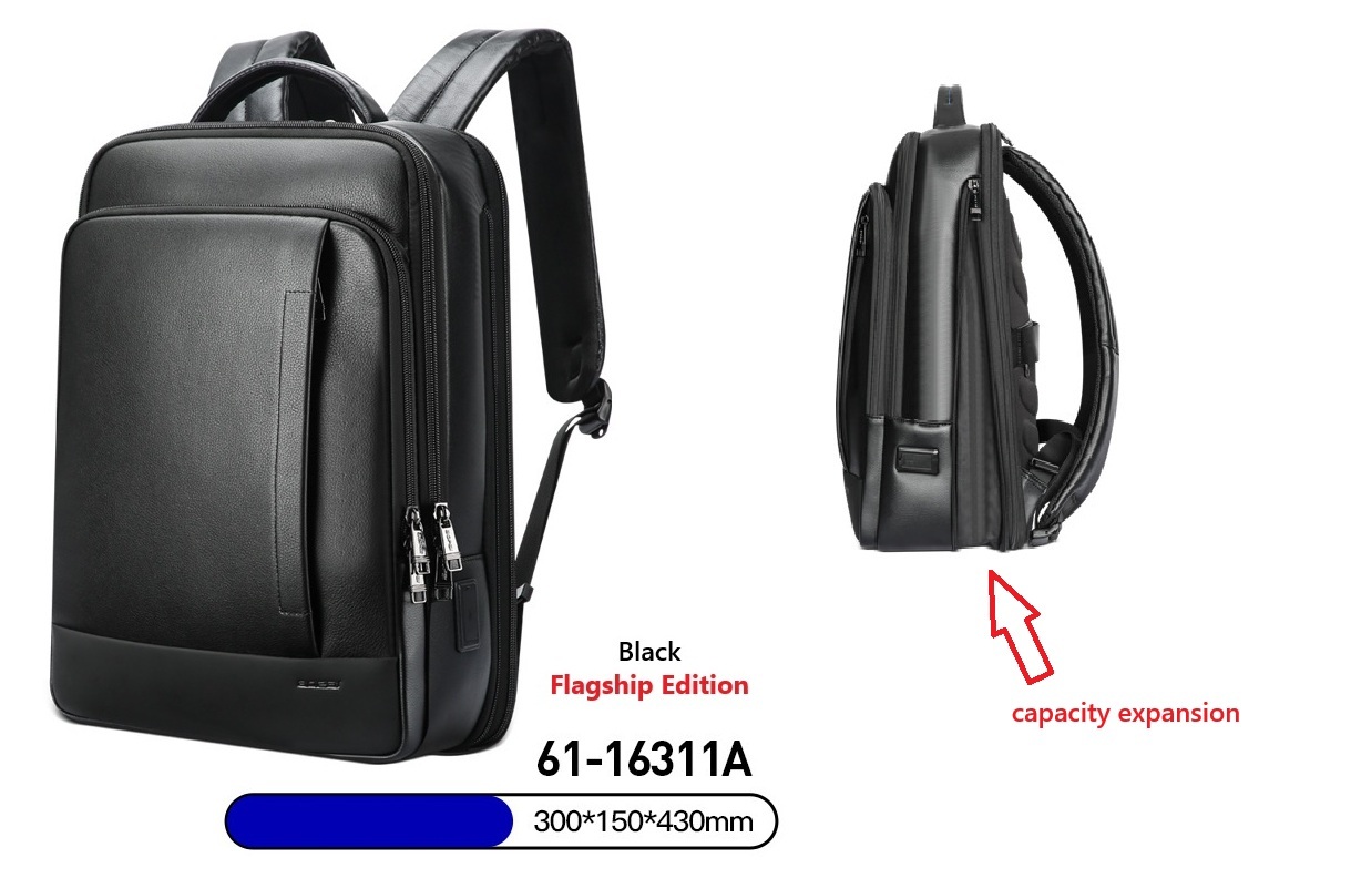 Expandable Cowhide Leather Business Backpack – Sleek Smart Laptop Daypack 3 Expandable Cowhide Leather Business Backpack – Sleek Smart Laptop Daypack - Image 3