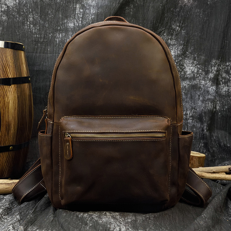 15-Inch First-Layer Cowhide Leather Backpack – Rugged Travel Daypack 3 15-Inch First-Layer Cowhide Leather Backpack – Rugged Travel Daypack - Image 3