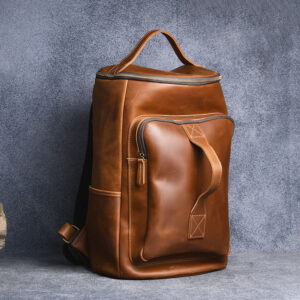 First-Layer Cowhide Leather Backpack – Rugged 20-35L Backpack