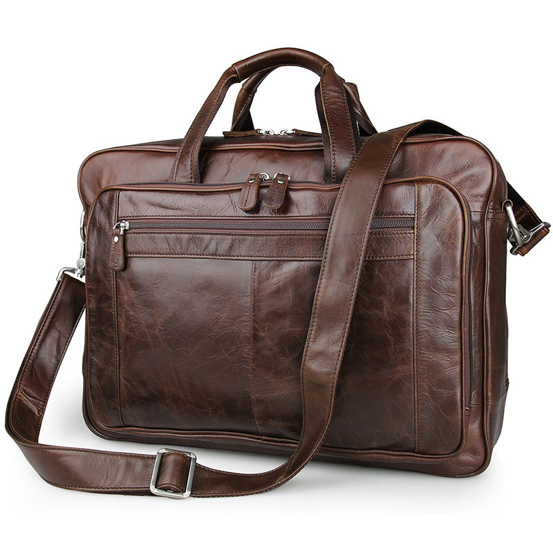 17-Inch Multi-Compartment Cowhide Leather Briefcase 1 17-Inch Multi-Compartment Cowhide Leather Briefcase