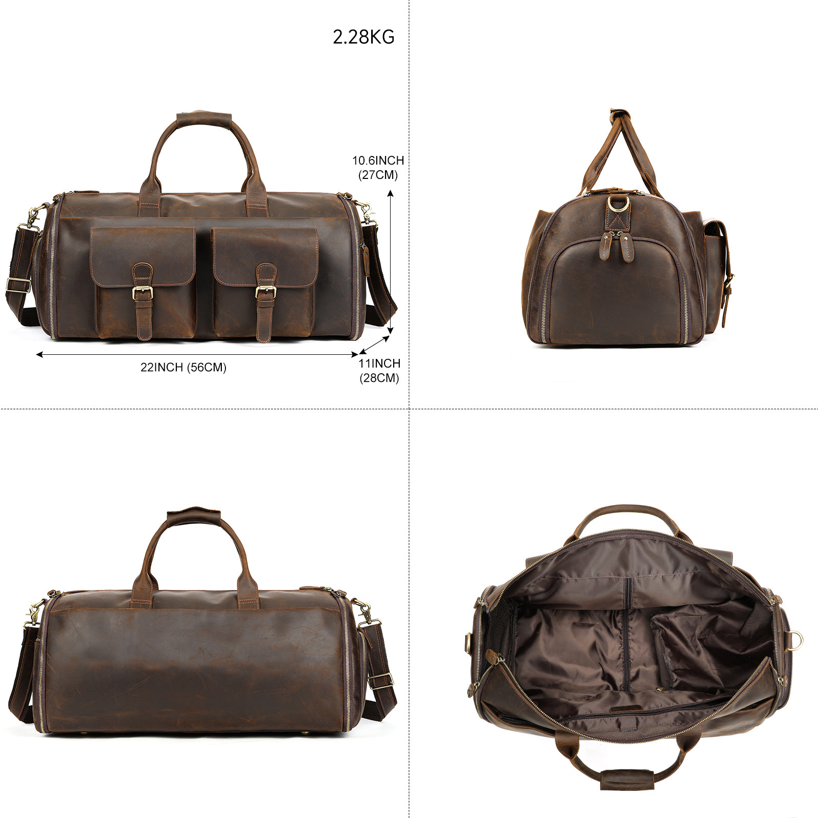 First-Layer Cowhide Retro Travel Duffel Bag 5 First-Layer Cowhide Retro Travel Duffel Bag - Image 5
