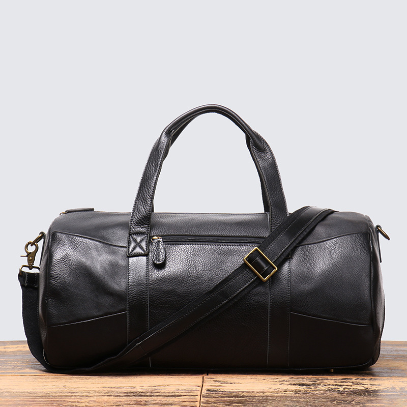 First-Layer Cowhide Leather Travel Bag – Classic Retro Brown and Black Duffel 6 First-Layer Cowhide Leather Travel Bag – Classic Retro Brown and Black Duffel - Image 6
