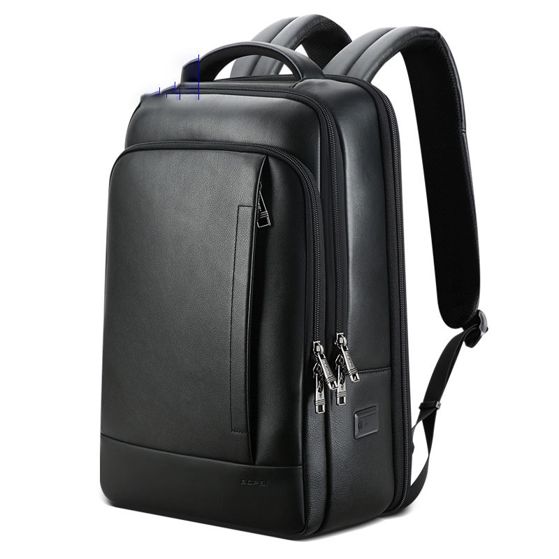 Expandable Cowhide Leather Business Backpack – Sleek Smart Laptop Daypack 1 Expandable Cowhide Leather Business Backpack – Sleek Smart Laptop Daypack