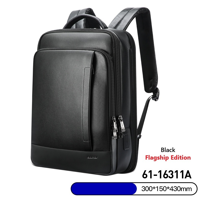 Expandable Cowhide Leather Business Backpack – Sleek Smart Laptop Daypack 5 Expandable Cowhide Leather Business Backpack – Sleek Smart Laptop Daypack - Image 5