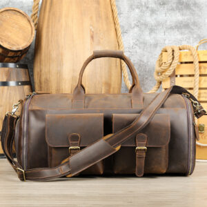 First-Layer Cowhide Retro Travel Duffel Bag