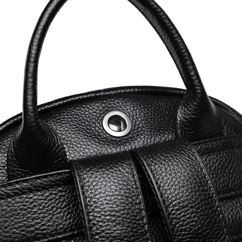 First-Layer Cowhide Leather Urban Backpack – Classic Black 3 First-Layer Cowhide Leather Urban Backpack – Classic Black - Image 3