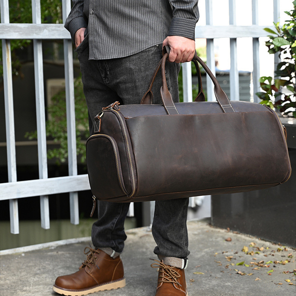 Convertible 2-in-1 Garment Duffel Bag – 22-Inch Top-Layer Cowhide Travel Bag 4 Convertible 2-in-1 Garment Duffel Bag – 22-Inch Top-Layer Cowhide Travel Bag - Image 4