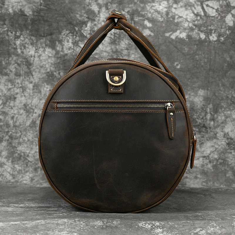 21-Inch First-Layer Cowhide Travel Bag – Dark Brown Multi-Pocket Duffel 4 21-Inch First-Layer Cowhide Travel Bag – Dark Brown Multi-Pocket Duffel - Image 4