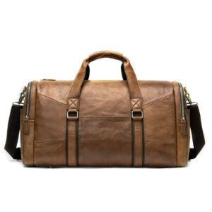 Leather Vintage Travel Duffel – Smooth Plain Soft Surface Weekender Bag