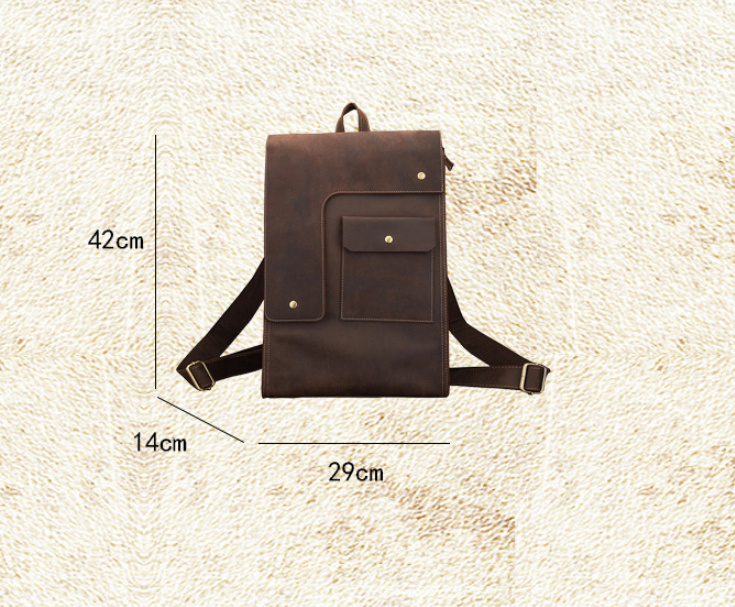 First-Layer Cowhide Geometric Satchel Backpack – Minimalist Dark Brown Daypack 5 First-Layer Cowhide Geometric Satchel Backpack – Minimalist Dark Brown Daypack - Image 5