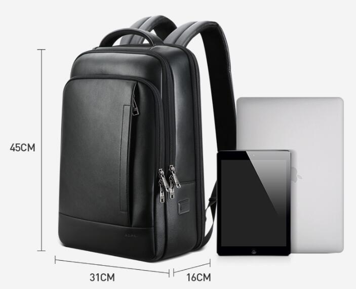 Expandable Cowhide Leather Business Backpack – Sleek Smart Laptop Daypack 4 Expandable Cowhide Leather Business Backpack – Sleek Smart Laptop Daypack - Image 4