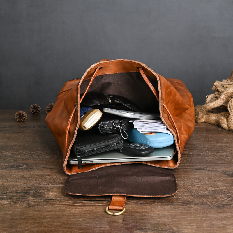 Leather Vintage Rucksack – Multi-Pocket Satchel Backpack 2 Leather Vintage Rucksack – Multi-Pocket Satchel Backpack - Image 2
