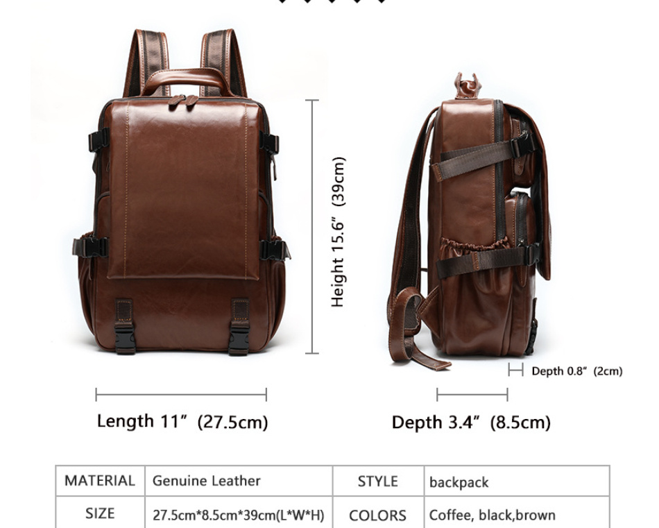 Leather Backpack – Sleek Daypack 6 Leather Backpack – Sleek Daypack - Image 6