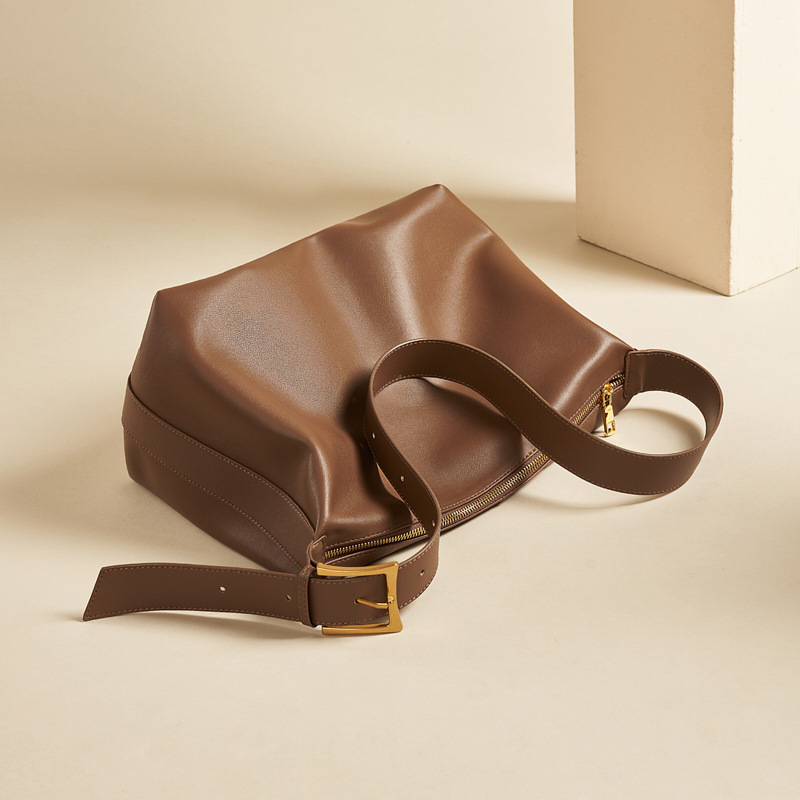 Two-Layer Cowhide Leather Tote – Soft Hobo Shoulder Bag 5 Two-Layer Cowhide Leather Tote – Soft Hobo Shoulder Bag - Image 5
