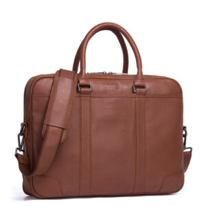 17-Inch First-Layer Cowhide Leather Briefcase – Classic Horizontal Square Business Attache Bag