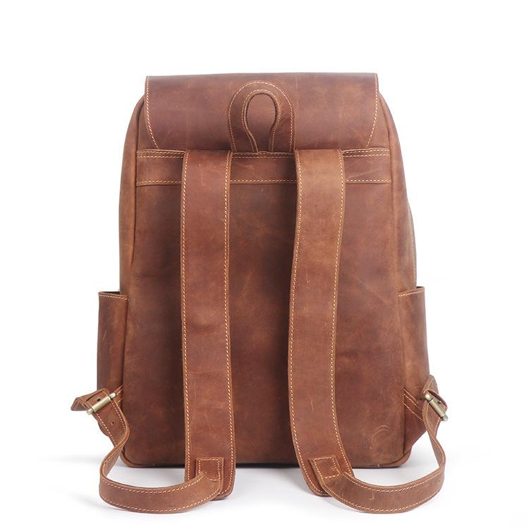Leather Fold-Over Backpack – Structured Square Vertical Laptop Daypack 6 Leather Fold-Over Backpack – Structured Square Vertical Laptop Daypack - Image 6