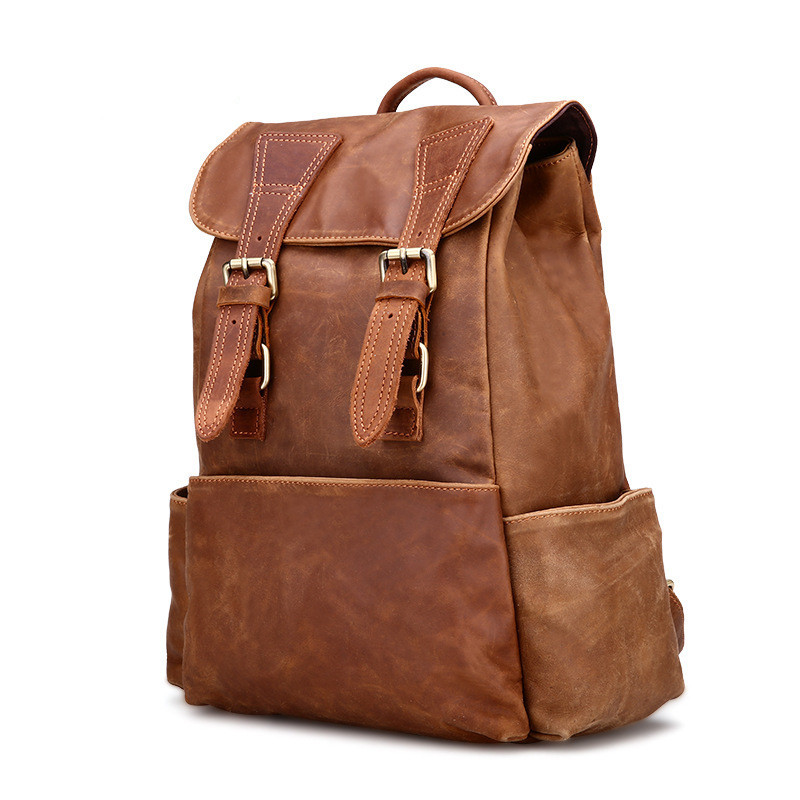 First-Layer Cowhide Satchel Backpack – Rugged Multi-Pocket Laptop Daypack 2 First-Layer Cowhide Satchel Backpack – Rugged Multi-Pocket Laptop Daypack - Image 2