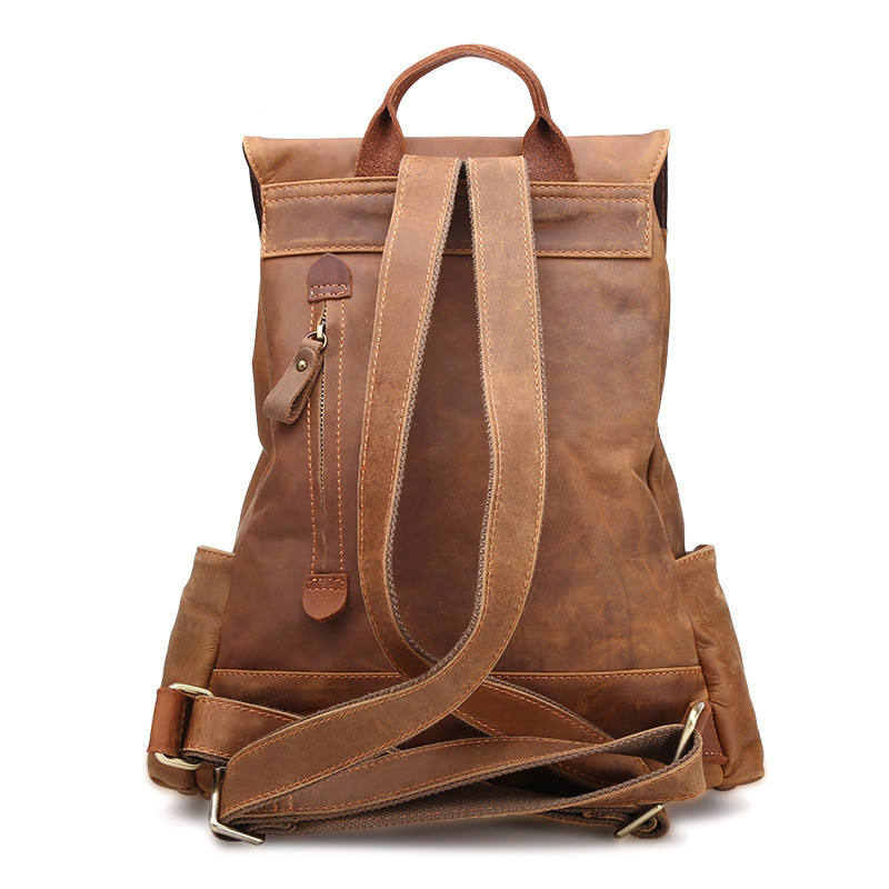 First-Layer Cowhide Satchel Backpack – Rugged Multi-Pocket Laptop Daypack 4 First-Layer Cowhide Satchel Backpack – Rugged Multi-Pocket Laptop Daypack - Image 4