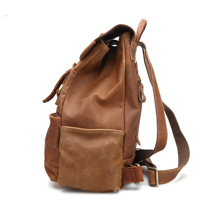 First-Layer Cowhide Satchel Backpack – Rugged Multi-Pocket Laptop Daypack 3 First-Layer Cowhide Satchel Backpack – Rugged Multi-Pocket Laptop Daypack - Image 3