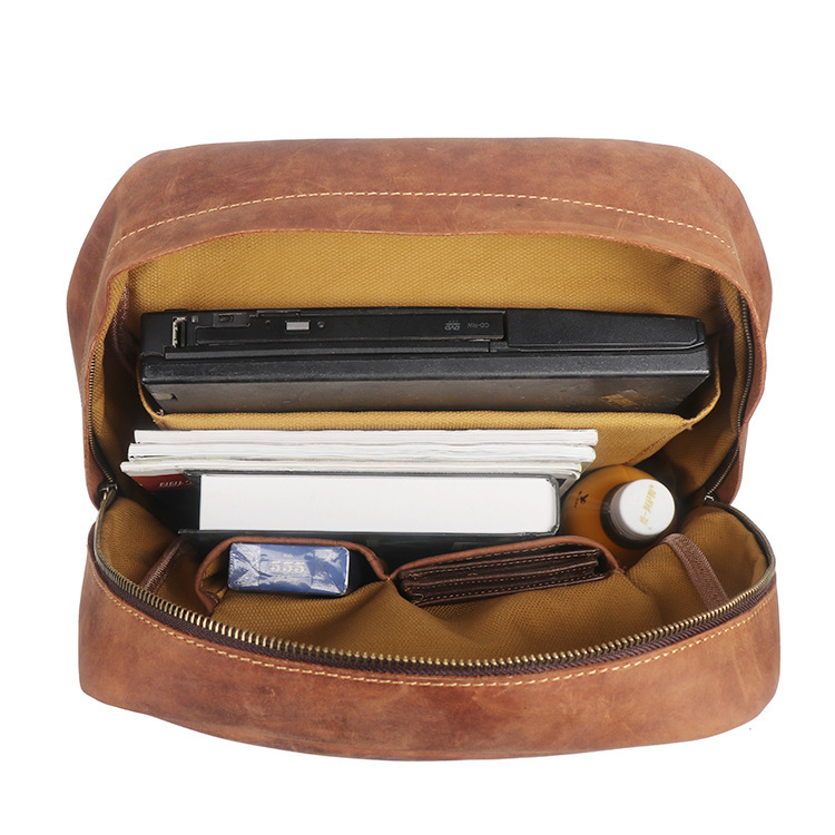 Leather Fold-Over Backpack – Structured Square Vertical Laptop Daypack 4 Leather Fold-Over Backpack – Structured Square Vertical Laptop Daypack - Image 4