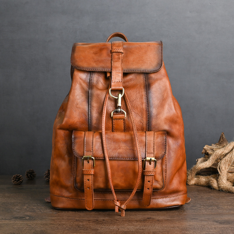 Leather Vintage Rucksack – Multi-Pocket Satchel Backpack 4 Leather Vintage Rucksack – Multi-Pocket Satchel Backpack - Image 4