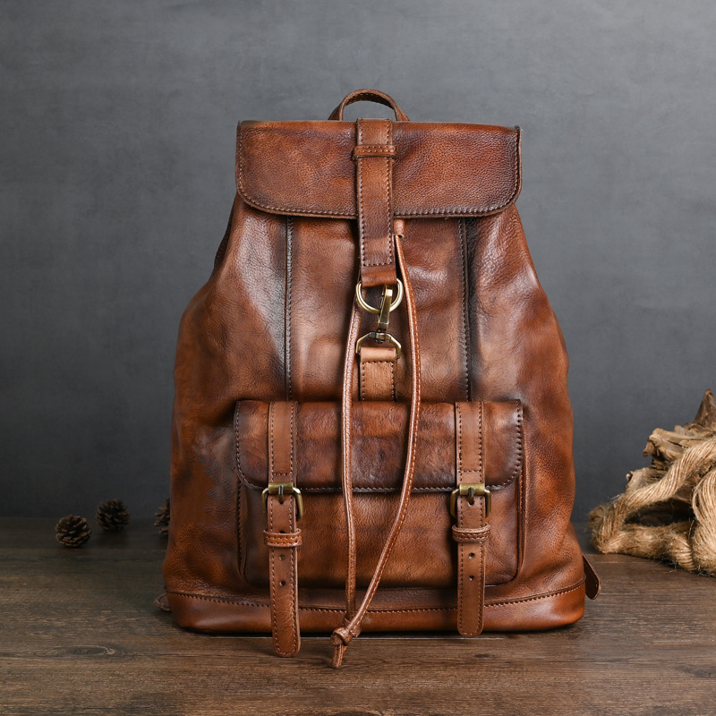 Leather Vintage Rucksack – Multi-Pocket Satchel Backpack 1 Leather Vintage Rucksack – Multi-Pocket Satchel Backpack