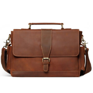 Leather Briefcase – Structured Multi-Pocket Messenger Business Bag