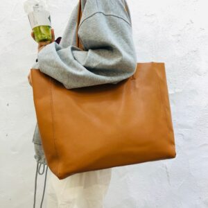 Leather Tote Bag – Minimalist Medium Shoulder Bag