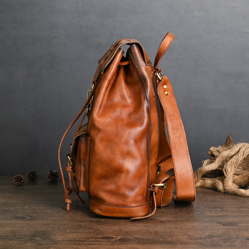 Leather Vintage Rucksack – Multi-Pocket Satchel Backpack 3 Leather Vintage Rucksack – Multi-Pocket Satchel Backpack - Image 3