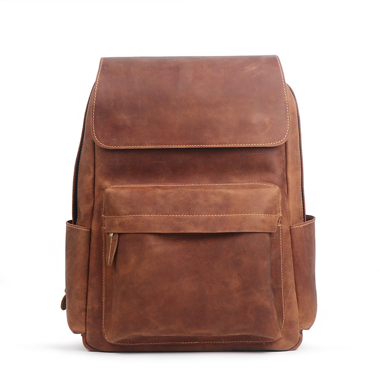 Leather Fold-Over Backpack – Structured Square Vertical Laptop Daypack 7 Leather Fold-Over Backpack – Structured Square Vertical Laptop Daypack - Image 7
