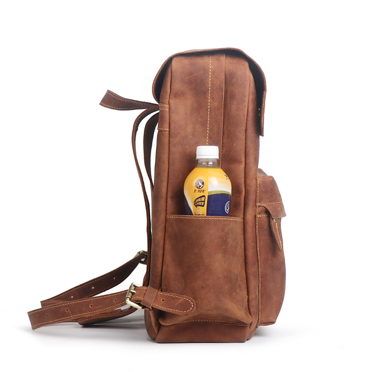 Leather Fold-Over Backpack – Structured Square Vertical Laptop Daypack 3 Leather Fold-Over Backpack – Structured Square Vertical Laptop Daypack - Image 3
